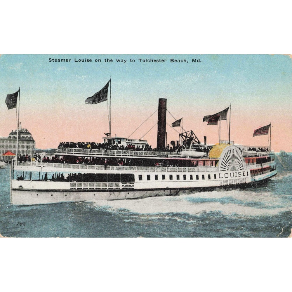 Steamer Louise Tolchester Beach MD Paddle Wheeler Chesapeake Steamship Postcard